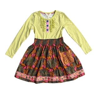 Matilda Jane Make Believe As A Princess Dress Green Dot Floral Girls Size 6